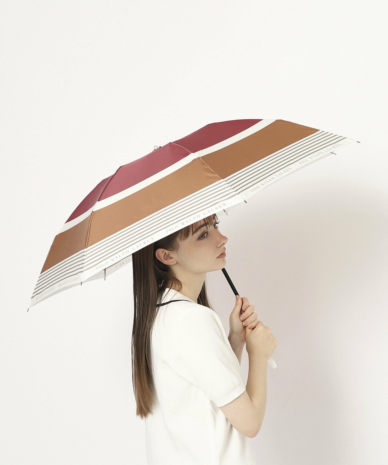 POLO RALPH LAUREN (ポロ ラルフローレン) 雨傘 折りたたみ傘 レディース カラーボーダー 日本製